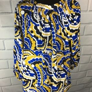 Crown & Ivy Tunic Top NWT Size XL Blue Yellow